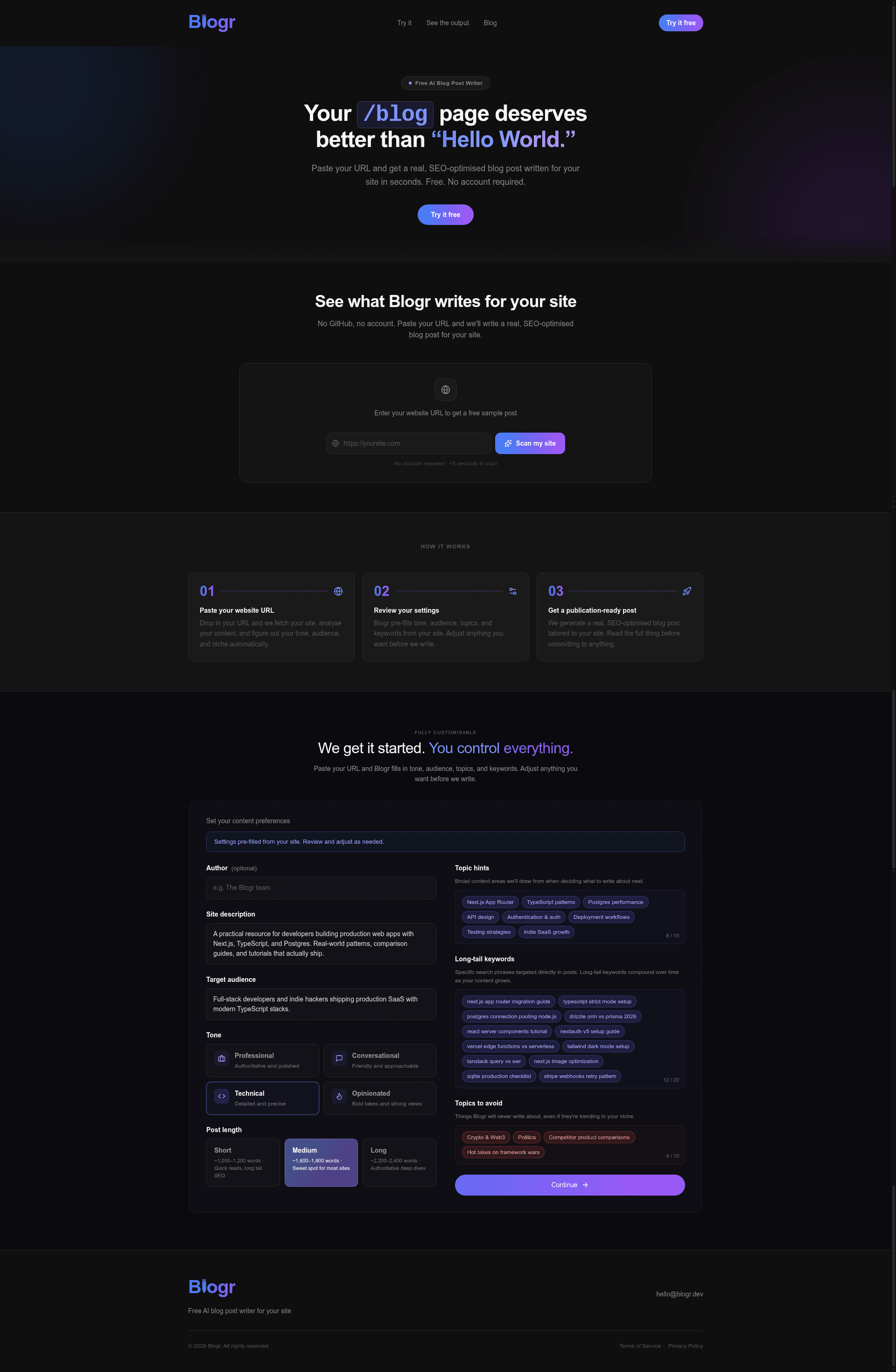 Blogr screenshot